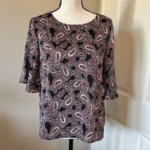 Vince Camuto Paisley Blouse Red, Black & White Size medium